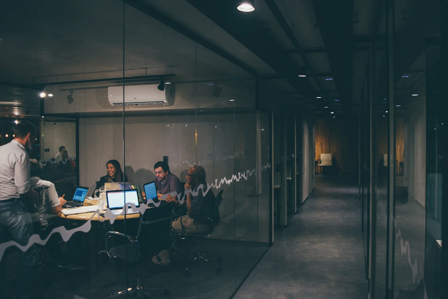Team meeting inside a modern studio office
